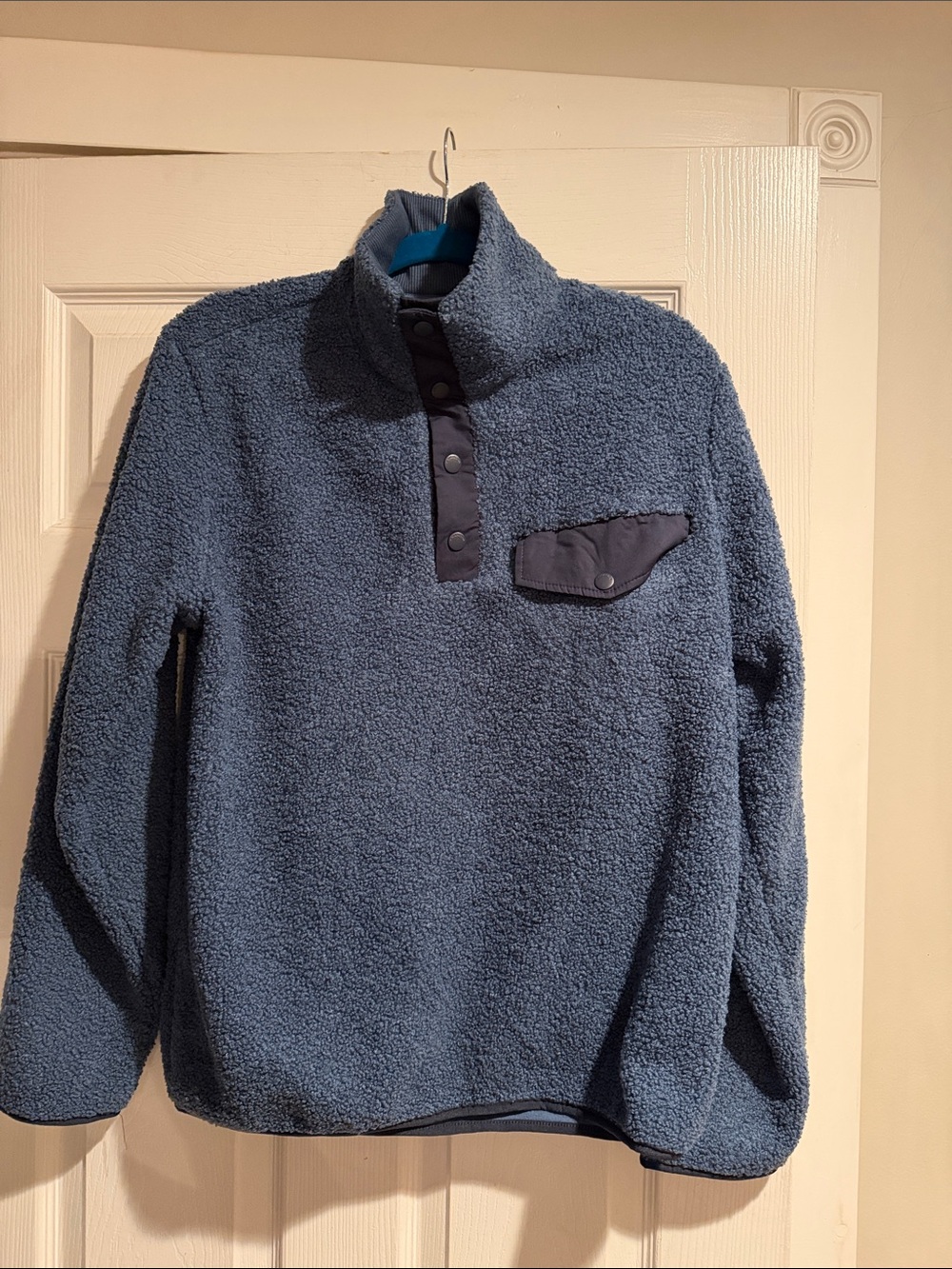 Magaschoni Men's Slate Blue Zip-Up Fleece Pullover